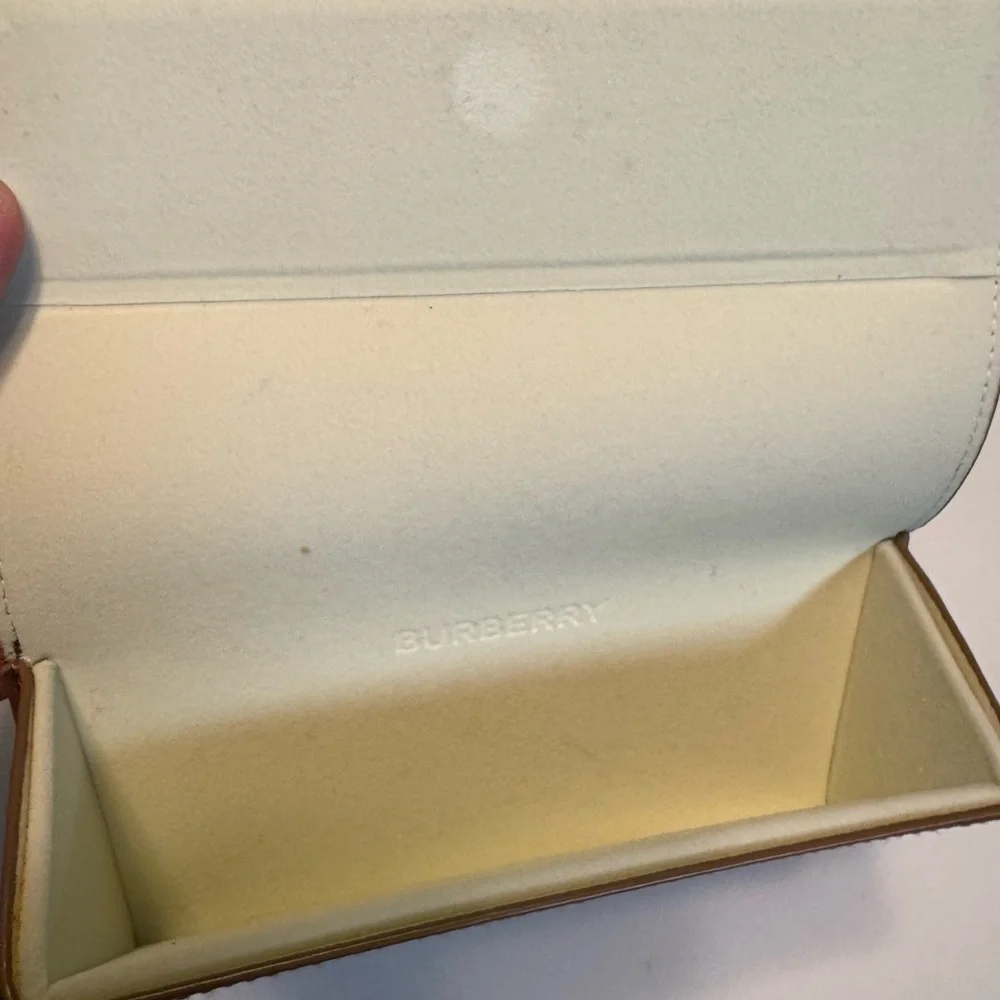 Burberry High End Tan Leather Eyeglasses Eyewear Magnetic Hard Case MINTY